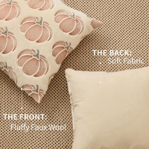 DFXSZ Fall Pillow Covers 26x26 Beige Pumpkin Plush Autumn Home Decor 093A26 - Image 4