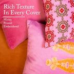 Pink Patterned Decorative Throw Pillow Covers, Set of 4, 18x18 Inch Bold Boho Accent Pillow Cover 4 Pack - Image 4