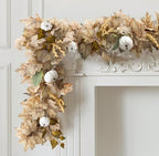 6.8ft Fall Garland Maple Leaf Autumn Thanksgiving Pumpkin Berry Garland, Christmas Halloween Mantle Fireplace Farmhouse Harvest Decorations for Home Outdoor Indoor(White) - Image 3