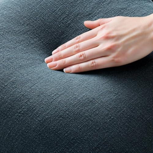 MIULEE Linen Fringe Decorative Euro Throw Pillow Covers Navy Blue 22x22 - Image 2