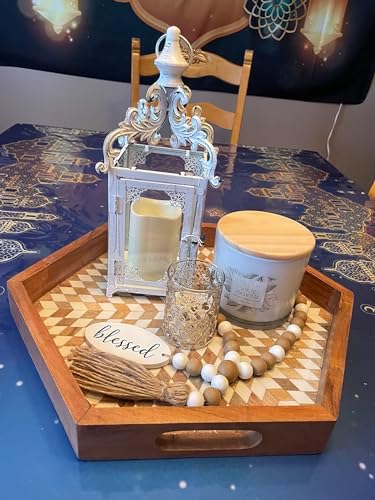 Large Candle Lantern, Decorative Hanging Lantern, Vintage Metal Tabletop Lantern for Outdoor Patio Rustic Home Decor, Candle Holders with Clear Glass (White) - Image 3