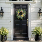 26 Inches Large Fall Wreaths for Front Door Decor, Olive Eucalyptus Leaf Silk Poppy Paper Flower Wildflower Wreath, Floral Easter Wreath Indoor Outdoor Wreaths Porch Farmhouse Home Decor - Image 3