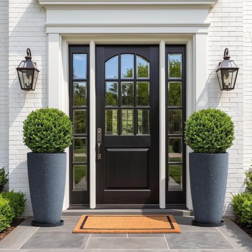 ZMTECH 2-Pack Large Tall Planters with Saucer - 6.8 Gallons /12x21 Inch Faux Stone Finish Round Flower Pots for Indoor Plants, Outdoor Patio & Porch Decor, Unbreakable Plant Containers (Dark Gray) - Image 7