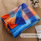 Battilo Blue Plaid Throw Blanket for Couch, Mohair Plaid Blanket, 50 x 60in - Image 7