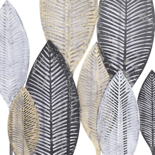 Deco 79 Metal Leaf Home Wall Decor Wall Sculpture with Black Frame, Wall Art 20" x 1" x 37", Bronze - Image 4