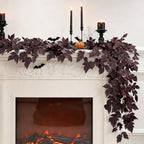 Fall Garland for Mantle, 2 Pack 7 Ft Plum Cimicifuga Seeded Leaf Garlands - Image 2