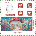 Christmas Welcome Garage Door Banner 7x16FT Candy Village Scene, Xmas Garage Door Cover for Outdoor Decorations & Holiday Parties - Image 4