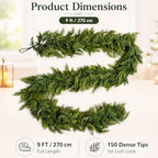 9ft Real Touch Artificial Christmas Cedar Garland for Mantle - Image 6