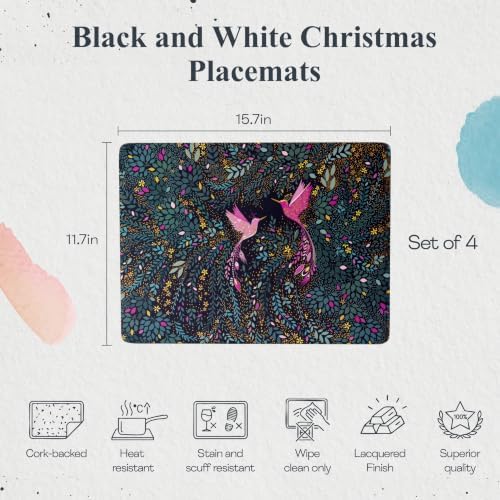 Pimpernel Sara Miller India Placemats (Set of 4) - Decorative Set Up with Hummingbird Paradise Design - Stylish Table Settings with Cork Backing for Dining & Entertaining - Unique for Gifts - Image 2