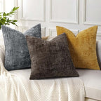decorUhome Textured Chenille Throw Pillow Covers 22x22 Set of 2 Dark Grey - Image 4