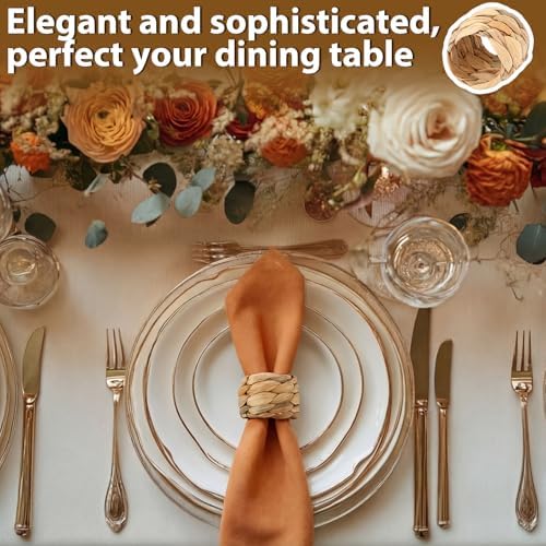 100 Pcs Woven Rattan Napkin Rings Bulk, Water Hyacinth Napkin Rings - Image 5