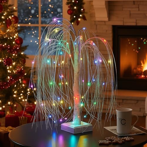 2ft Pre-lit LED Willow Tree with Remote Control - 60 RGB Color Changing Fairy Spirit Twinkling Christmas Tree Inoor Decor for Home, Office, Wedding | USB/Battery Powered - Image 4