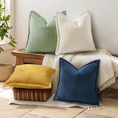 decorUhome Fall Corduroy Navy Blue Throw Pillow Covers 24x24 Set of 2 - Image 6