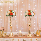 NUPTIO Flower Ball Arrangement Bouquet - 6 Pcs 9.5 inch Diameter Orange Fake Flowers Roses Balls for Centerpieces Tables - Artificial Rose Arrangements for Wedding Centerpiece Table Decorations - Image 2