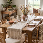 6 Pcs Neutral Beige Ruffled Table Runner, 13 x 72 Inch - Image 3