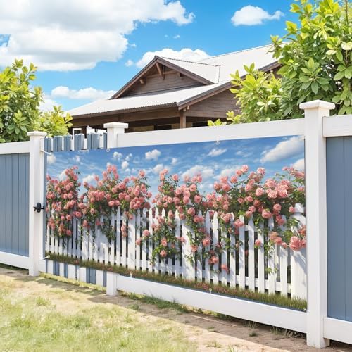 6 * 13FT Summer Rose Garage Door Cover Decorations Rose Garage Door Banner for Outdoor Indoor Summer Party Photography Backdrop - Image 5