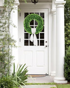 20 inch Artificial Boxwood Wreath for Front Door, Greenery Spring Summer Wreath for All Seasons with Sash，St Patrick's Day Decoration, Farmhouse, Garden, Wedding, Indoor & Outdoor - Image 3
