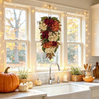 23" Fall Teardrop Swag Small Fall Hydrangea Wreath for Front Door Outside - Image 6