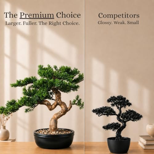 Artificial Bonsai Tree 16" Tall with Realistic Wood and Ceramic Pot, Fake Plants for Home, Bedroom and Office Desk, Japanese Decor - Image 6
