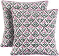Ridhi Block Print Pink and White Pillow Cover 20" x 20" (Pack of 2) Decorative Couch Pillows for Living Room, Chic Boho Cute Outdoor Pillows Covers Gifts for Spring, Easter and Valentine by Ridhi