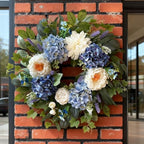 24 Inch Spring Wreaths for Front Door, Spring Summer Door Wreath with Blue Hydrangea White Peony Flower Wreath for All Season Outside Indoor Outdoor Home Porch Wall Decor - Image 6