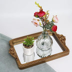 Hanna Roberts Vintage Gold Tray with Mirror Glass Base | Card Holder for Guests During Occasions and Events or Decorative Home and Vanity Organizer (Gold) - Image 6