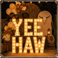 SiliFine 6 Pcs Western Party Decor Large Yee Haw LED Light up Sign, 16 Inch by SiliFine