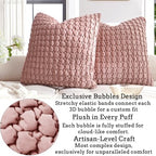 Pillow Covers 24x24 Set of 2 Velvet Euro Shams Decorative Farmhouse Pillowcases Boho Square Cushion Covers Soft Bubble Texture for Couch Sofa Bed Bedroom Car Living Room,Pink - Image 4