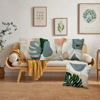 Abstract Leaves Throw Pillow Covers 24''x24'' Set of 4, Geometric Pattern Cushion Covers Minimalist Tropical Palm Trees Pillowcases for Couch Sofa Bedroom Farmhouse Livingroom Garden Patio - Image 3