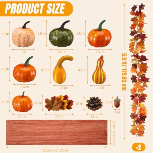 53 Pcs Fall Table Decorations Set with Runner and Garlands - Image 2