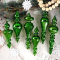 Mercury Glass Christmas Ornaments, Vintage Finial Decorations, Green, 6-Pc by OuMuaMua
