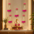 Divyakosh Handmade Lotus Buds Hanging, Pack of 5, Size 16 Inch, Pooja Room Decoration Items, Solawood Lotus Hangings for Decor, Mandir Decorations Items, Garlands for Decorative |, Multicolor - Image 3
