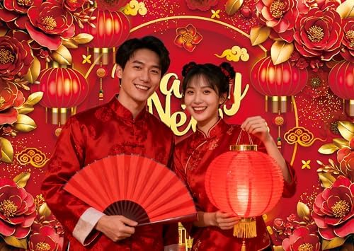 Chinese New Year 2027 Backdrop 10x8FT Red Lantern Traditional Happy Lunar New Year Photography Background Chinese Spring Festival Party Decorations Supplies Photo Props - Image 5