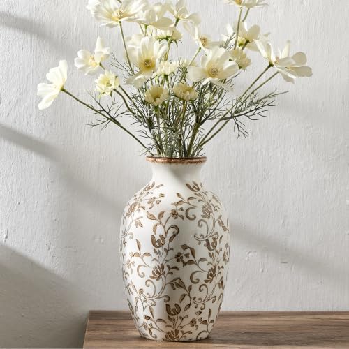 9.84 Inch Vintage Brown Chinoiserie Floral Vase, Antique Rustic Ceramic Vase for Home Decor, Living Room, Bookshelf, Office, Entryway, Garden, Chinoiserie Decor, Tuscan Decor - Image 7