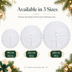 Velvet Christmas Tree Skirt, 60 Inches White Ruffled Velvet Christmas Tree Skirt,Rustic Vintage Xmas Tree Skirt for Party Decorations - Image 3