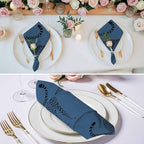 Black Leopard Prints Cloth Napkins Set of 6, Holiday Napkins for Baby Shower, Middle Century Animal Navy Blue Washable Reusable Dinner Napkin for Cocktail Wedding Party, 20 x 20 Inch - Image 3