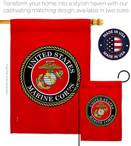 US Military Marine Corps Garden Flag - Set with Stand Armed Forces USMC Semper Fi United State American Veteran Retire Official - House Banner Small Yard Gift Double-Sided Made In USA 13 X 18.5 - Image 4