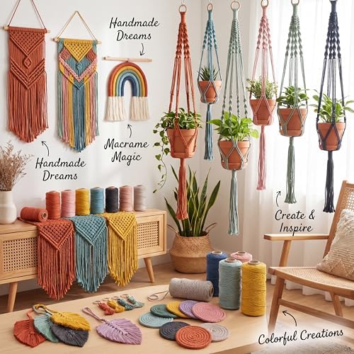 Timgle 20 Rolls Macrame Cord 4 mm X 875 Yards, Macaron Colors - Image 2