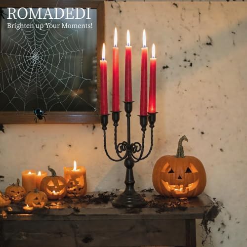 Romadedi Halloween Candelabra, Black 5-Arm Candle Holder, Set of 2, 11.8 in - Image 5
