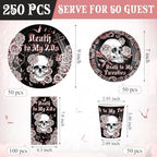 Pickmesh 250 Pcs Death to My 20s Party Decoration 30th Birthday Paper Plates Cups and Napkins Rip to My Twenties Birthday Party Tableware Set for Women Funeral Youth, 50 Guests - Image 3