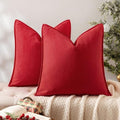 MIULEE Pack of 2 Christmas Red Euro Shams Chenille Pillow Covers 22x22 Inch by MIULEE