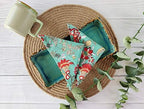 AVKA Studio Cotton Print Dinner Napkins 18x18 inches - Washable Cloth Napkins Set of 12 - Everyday Use or Dinner Party and Events - Teal Green Indian Block Printed Soft Fabric - Image 2