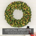 Best Choice Products 48in Pre-Lit Christmas Wreath w/Berries & Pinecones, Large Artificial Indoor/Outdoor Decor for Door, Mantel, Plug-in - Image 6