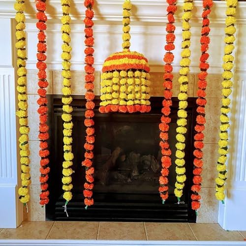LoveNspire Jumbo Artificial Marigold Flowers Jumbo Jhoomar Indian Themed Party Decorations Wedding Diwali Navratri Puja Decor Day of the Dead Dia De Los Muertos Ofrenda Mexican Fiesta Halloween - Image 2