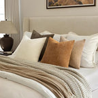 MIULEE Decorative Chenille Fall Euro Pillow Covers Brown 22x22 Pack of 4 - Image 4