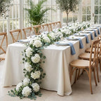 6ft White Hydrangeas Artificial Floral Garland Decoration for Mantle - Image 5
