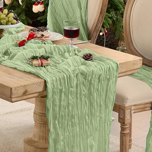 6 Pack Sage Green Cheesecloth Table Runner Boho Gauze Home Decor by Playieer