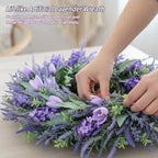 26" Artificial Spring Wreath for Front Door - Large Silk Hydrangea Daisy Rose Mixed Floral Wreath - Farmhouse Porch Wall Decor, Easter Mother's Day Decoration (Multicolor) (Purple, 26in) - Image 5