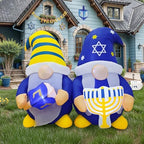4FT Hanukkah Decorations Outdoor Inflatable Gnome Couple Hold Menorah Dreidel Built-in LED Lights, Chanukah Decorations for Home, Hanukkah Blow Up Yard Decoration for Lawn Garden Holiday Party - Image 4