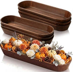 Gisafai 6 Pcs Large Wood Dough Bowl Long Fall Serving Trays Tabletop by Gisafai